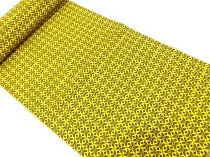 アンティーク　斜め格子に花模様織り出し　名古屋帯地反物